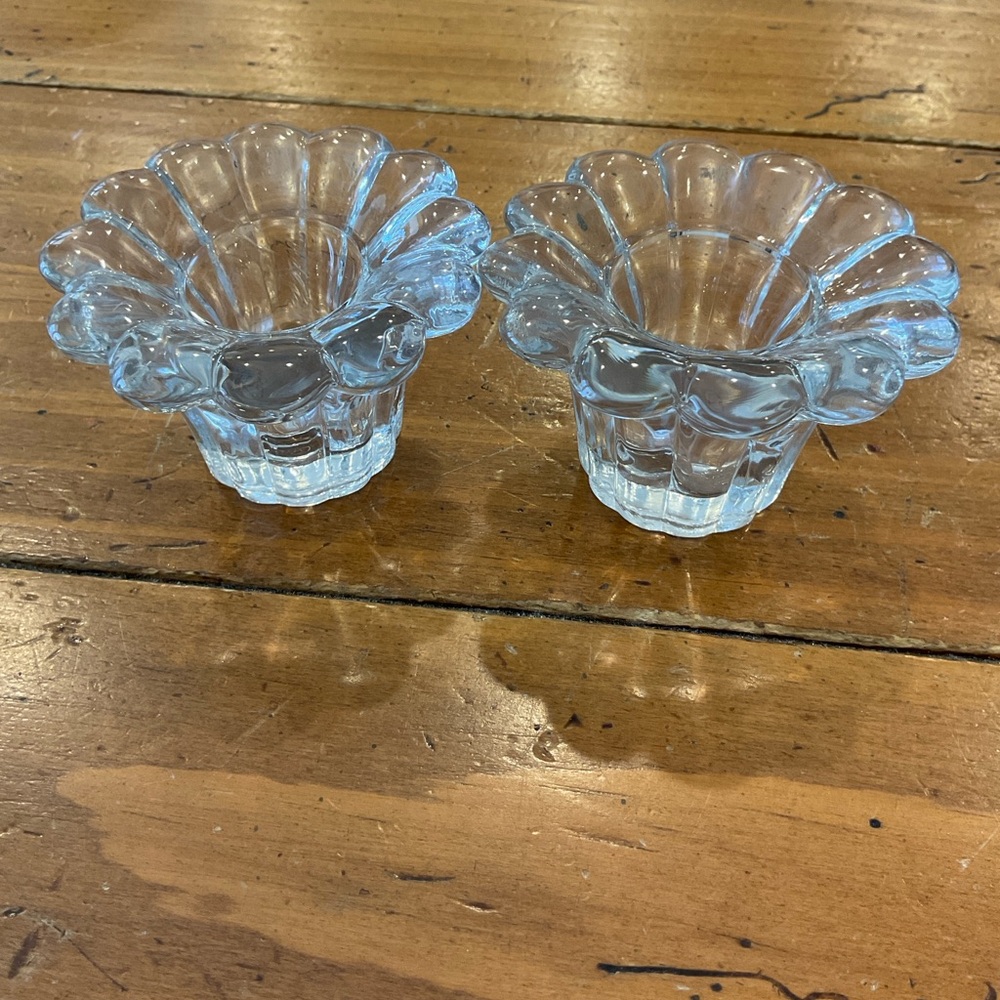 Crystal Clear Glass Flower Candle Holders